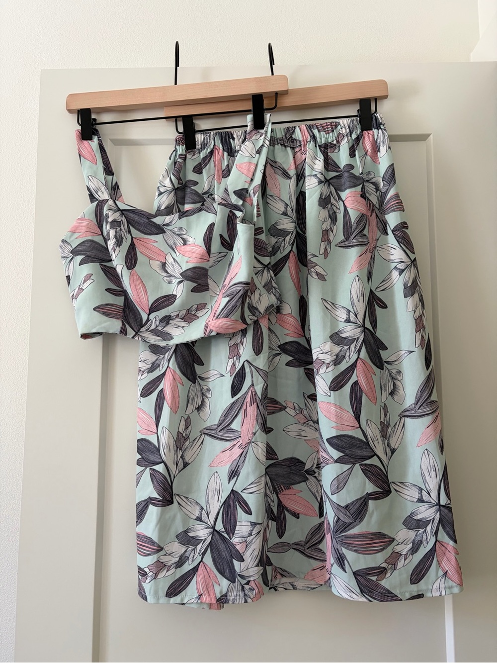 Custom-Made Floral Top & Midi Skirt Set – Size S, New